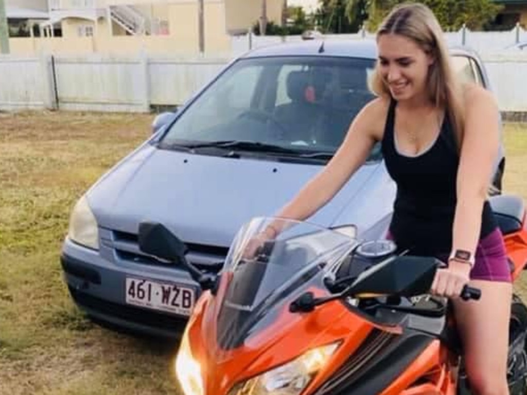 Jennifer Board on the motorcycle she was riding when she was struck and killed in Townsville.