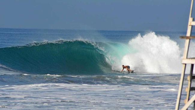 CLOSE CALL: Jake Roberts-Naiyok and other local surfers had a close encounter with a massive tiger shark at Mudjimba's Old Woman Island on Friday morning. Picture: Contributed