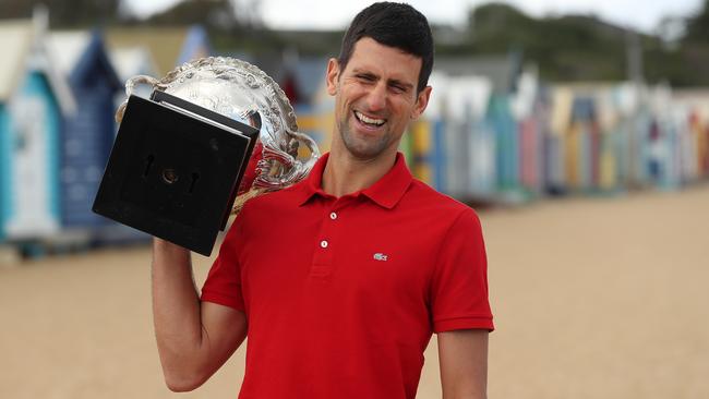 Novak Djokovic could move into the outright men’s grand slam singles titles lead if he competes at next month’s Australian Open. Picture: Getty Images