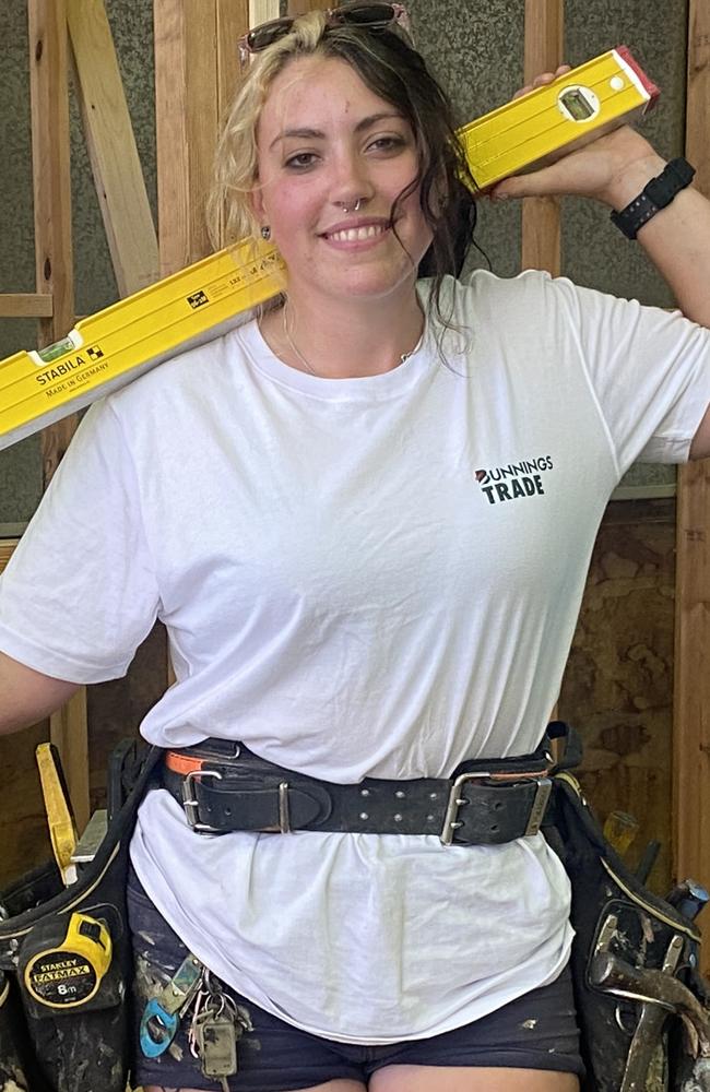 Kortney Heit studies carpentry at the TAFE Qld Ipswich campus.