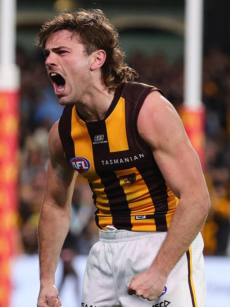 Nick Watson thrilled fans with a glimpse of his huge talents. Picture: Sarah Reed/AFL Photos via Getty Images