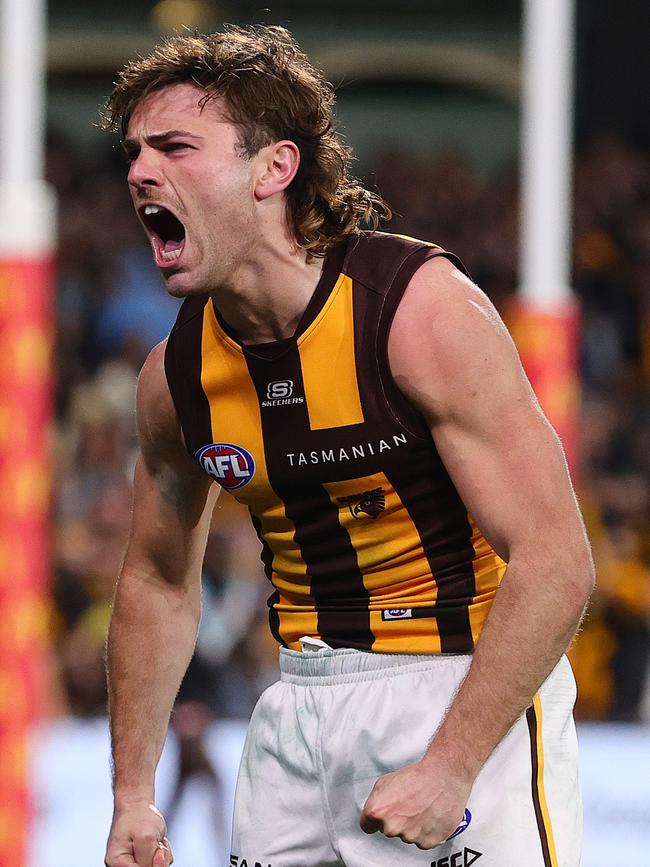 Nick Watson thrilled fans with a glimpse of his huge talents. Picture: Sarah Reed/AFL Photos via Getty Images