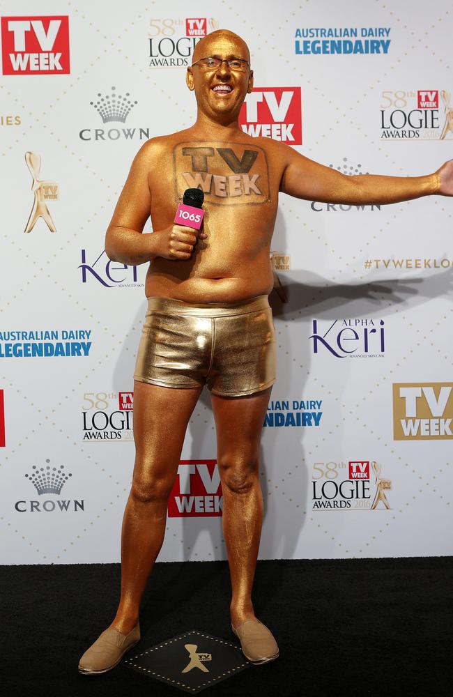 Dressed like a Logie.... Intern Pete from the Kyle and Jackie O Show at the 58th annual TV Week Logie Awards. Picture Julie Kiriacoudis