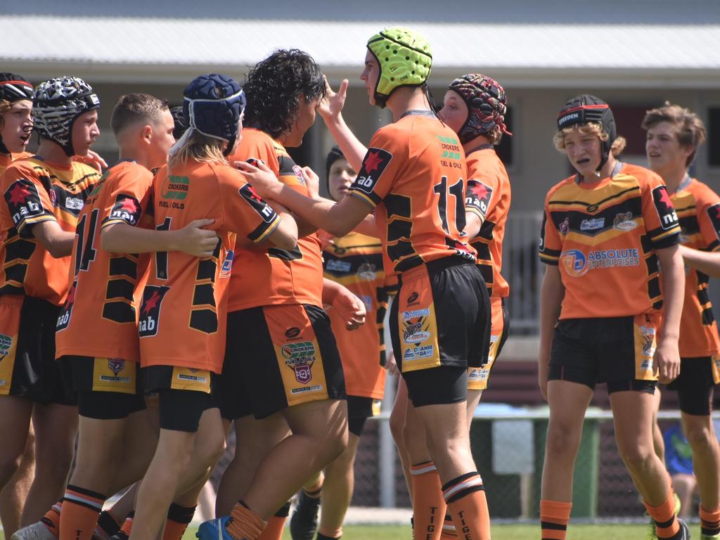 Kereama Gartner in the Wests Tigers and Wanderers under-14s rugby league final in Mackay, August 28, 2021. Picture: Matthew Forrest