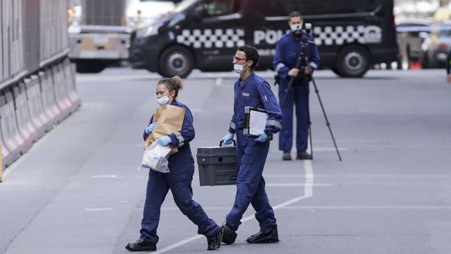 Police attend the crime scene. Picture: AAP