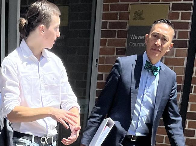 Levi Lobel (left) leaving Waverley Court with his lawyer.