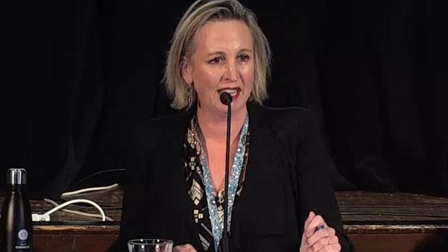 Stonnington mayor Kate Hely made a tearful speech on mutual respect at the council's May 17 meeting. Picture: Screenshot from live stream with permission from Stonnington Council.