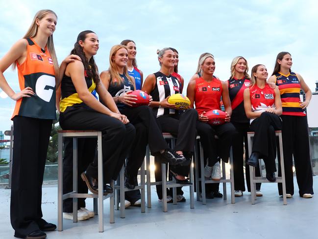 AFLW Draftees after the first round of the draft. Picture: Morgan Hancock/AFL Photos/Getty Images.