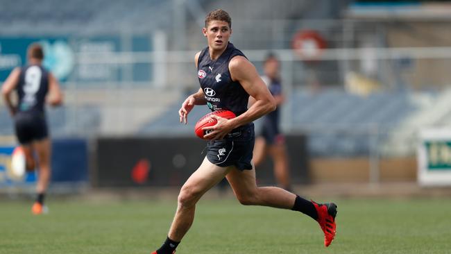 The Blues are hoping for more out of Charlie Curnow. Picture: Michael Willson/AFL Photos via Getty Images