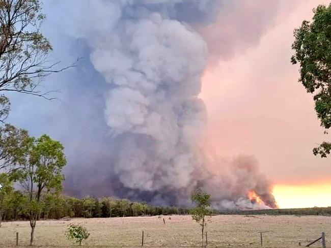 A bushfire burns near Miles. Picture: Instagram/tj_thats_how_you_spell_it's