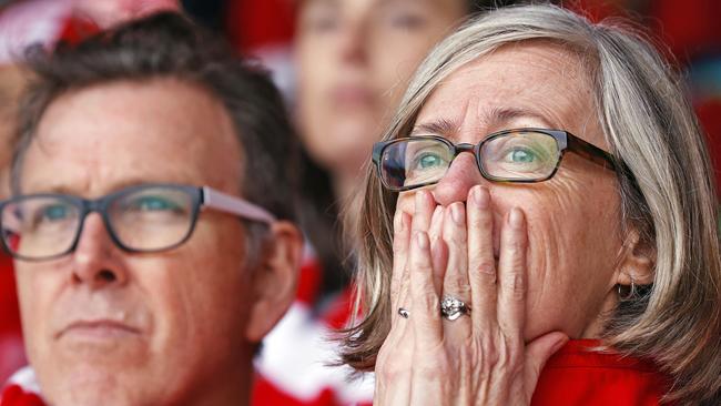 Shocked Sydney supporters watch on. Picture: Sam Ruttyn