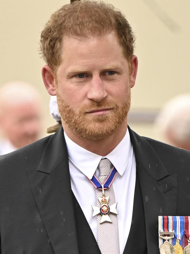 Harry looked typically glum at his father’s coronation. Picture: Andy Stenning – WPA Pool/Getty Images