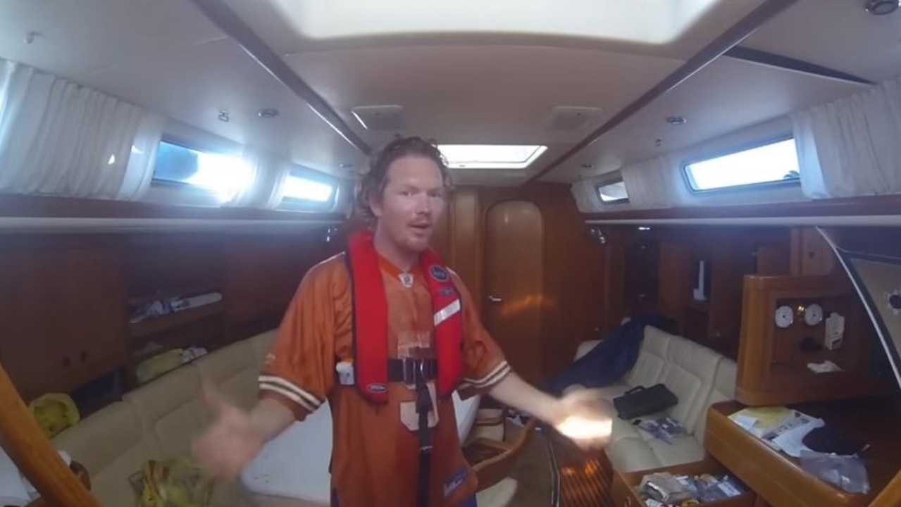 Matt Rutherford looked around but couldn’t find anyone on-board. Picture: YouTube/Sailing Zatara