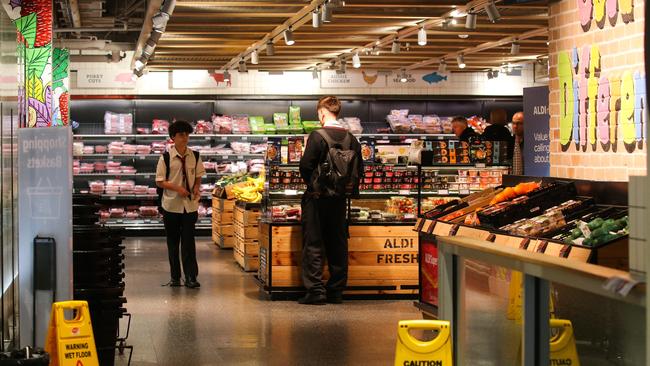 Opposition Leader Peter Dutton announced his a policy to split supermarkets giant that abuse their market powers. Picture: NewsWire/ Gaye Gerard