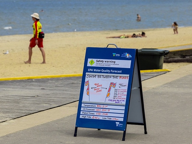 Port Phillip Bay has been contaminated by recent stormwater, which has deposited raw sewage in the popular swimming spot.