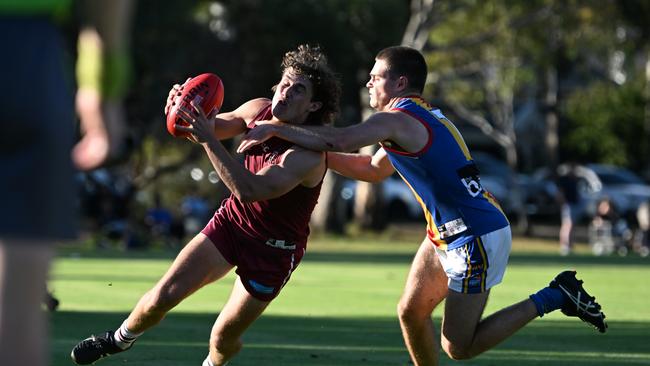 Josh Garrels battles against Old Ignatians earlier this season. Picture: Morgan Sette