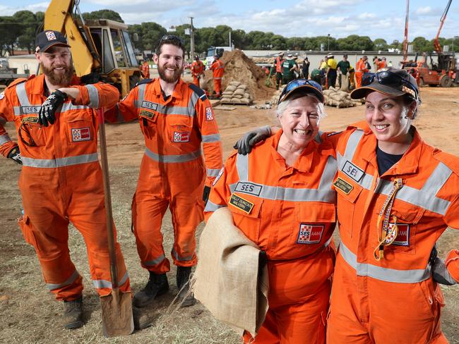 We thank you ... SES volunteers Peter Galey, Martin Watts, Sally Duncan and Lucy Rucinska-Stanek at the Two Wells oval. Pic: Calum Robertson