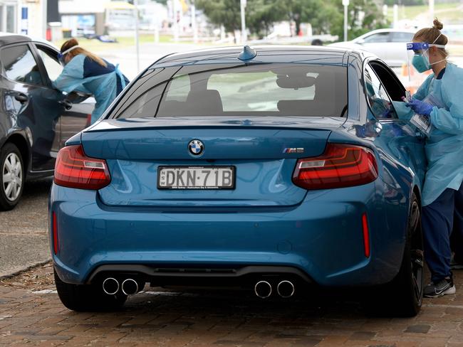 The drive-through testing centre at Bondi. Picture: NCA NewsWire/Bianca De Marchi