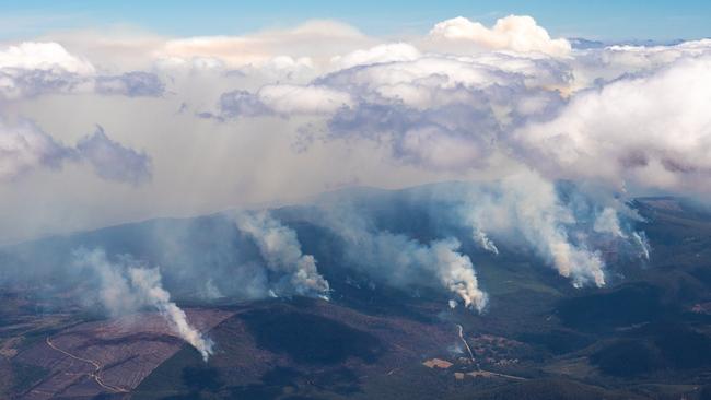 2019 Tasmanian bush fires.  Back-burning Operations near Lonnavale, Riveaux Road Fire - at Southwest National Park. . Picture - LUKE TSCHARKE / PAR AVION