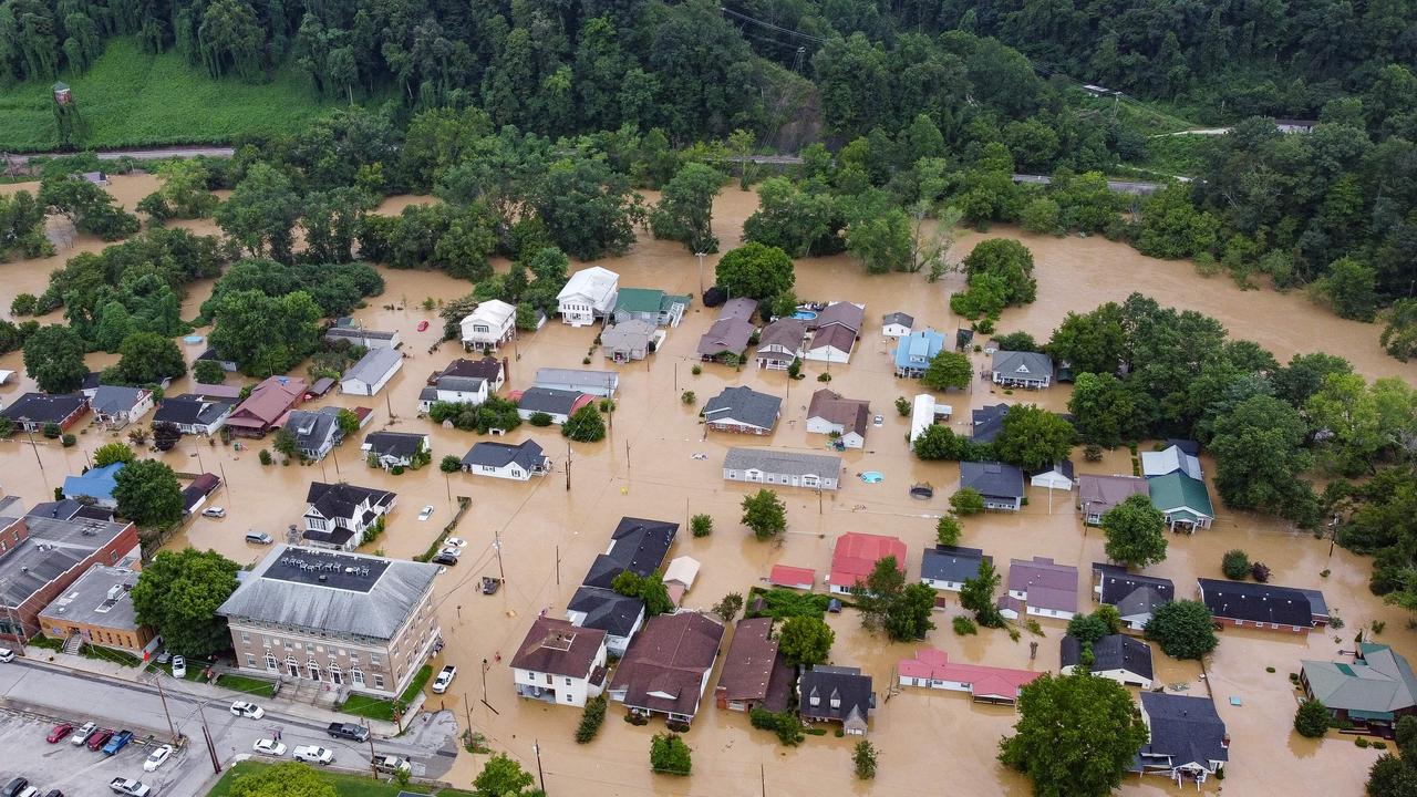 North Fork of the Kentucky River in Jackson, Kentucky. Thee death toll rose to at least 16 people with at least double expected. Picture: AFP