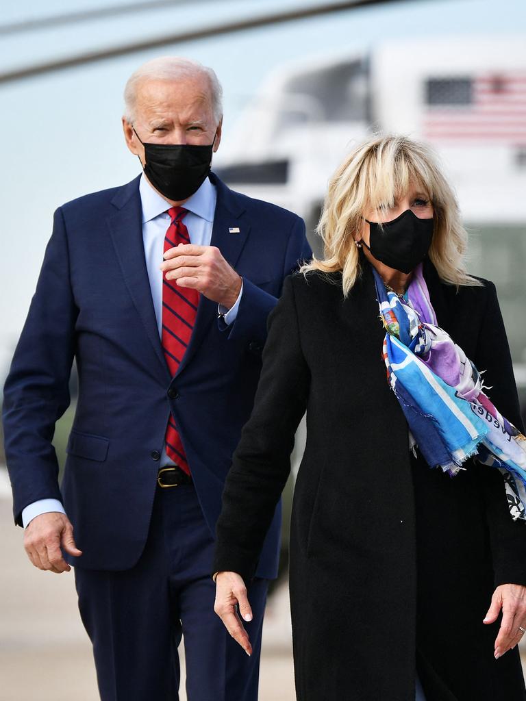 US President Joe Biden and First Lady Jill Biden make their way to board Air Force One. Picture: Mandel Ngan/AFP