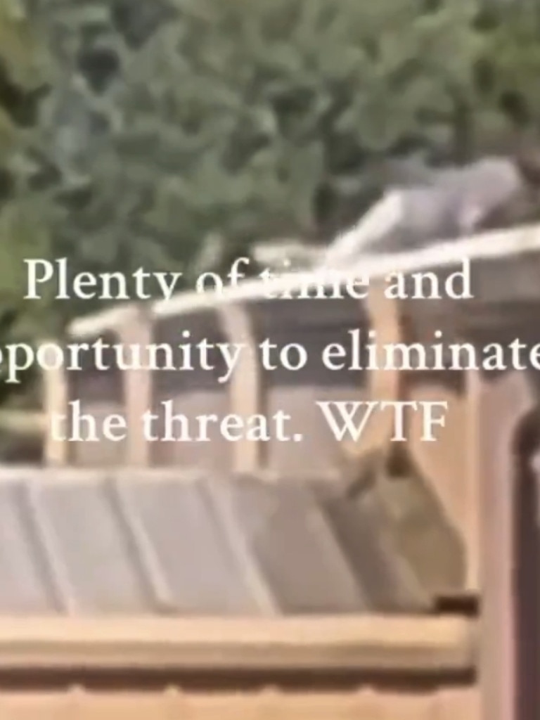 Disturbing video has emerged showing how bystanders tried to alert police after they saw Trump rally gunman Thomas Matthew Crooks crawling onto the rooftop where he carried out his deadly shooting. Picture: X