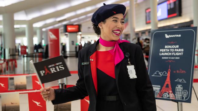 A Qantas staff member at Perth International Airport.