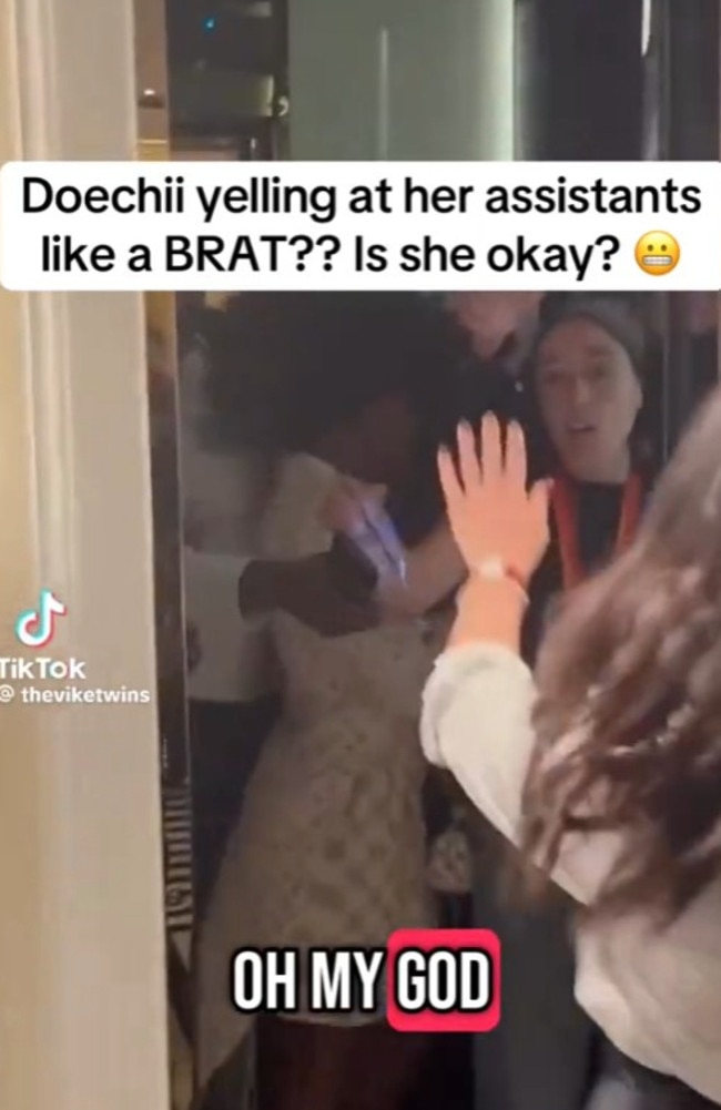 The rapper flipped out when her Met Gala look was revealed in the hotel elevator before her red carpet arrival.