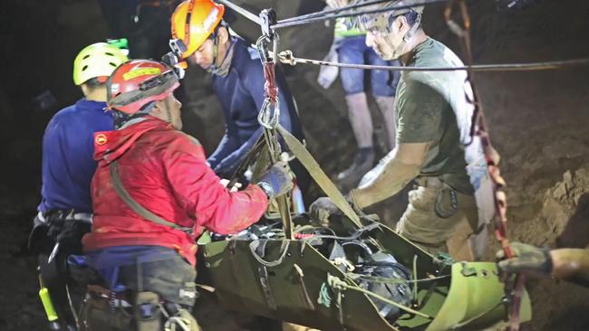 The real life rescue from the Tham Luang cave. Picture: Thai Navy SEALS / Facebook