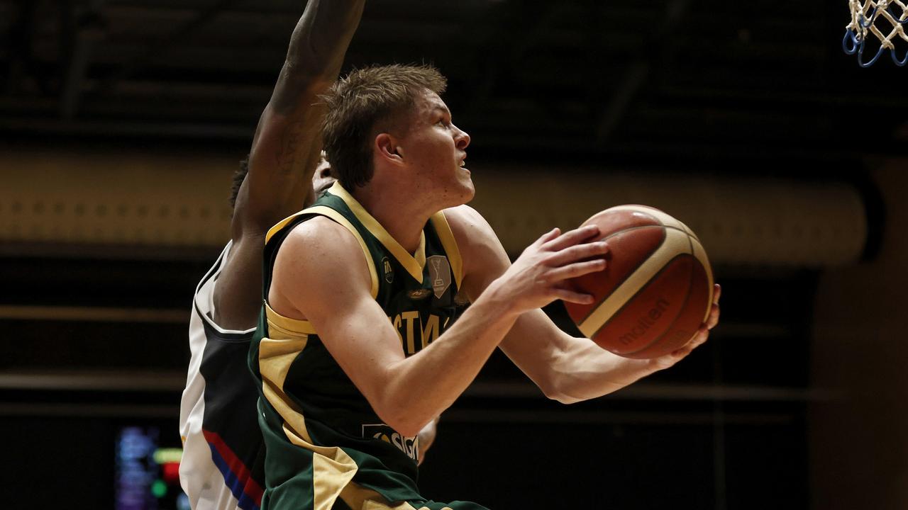 Ben Henshall drives to the basket during the FIBA Asia Cup 2025 Qualifying match against Korea. (Photo by Daniel Pockett/Getty Images)