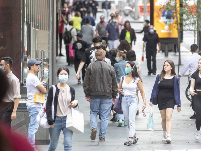 SYDNEY, AUSTRALIA - NewsWire Photos DECEMBER 26, 2020: Shoppers are seen in Market Street in during Boxing Day Sales. Picture: NCA NewsWire / Jenny Evans