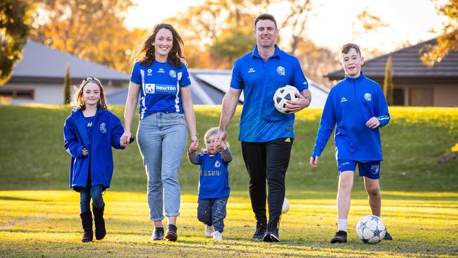 Charlotte and Michael Reimer with kids Bruce, 10, Chelsea, 7, and Luigi, 2. Picture: Tom Huntley