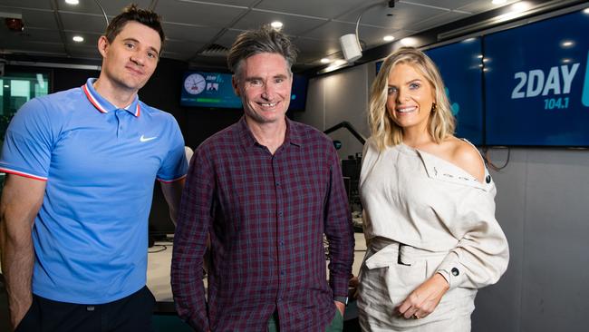 Ed Kavalee, Dave Hughes and Erin Molan for 2Day FM breakfast.