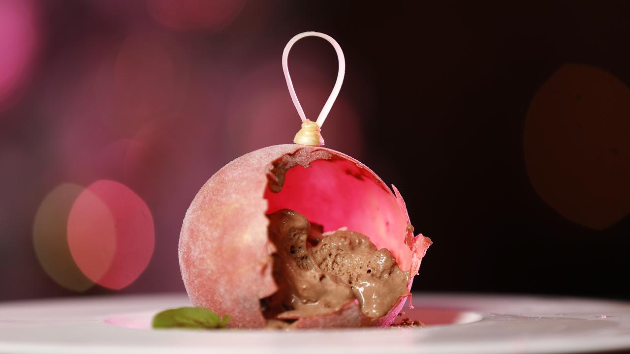 The Christmas Bauble dessert from Bacchus, South Brisbane. Picture: Josh Woning