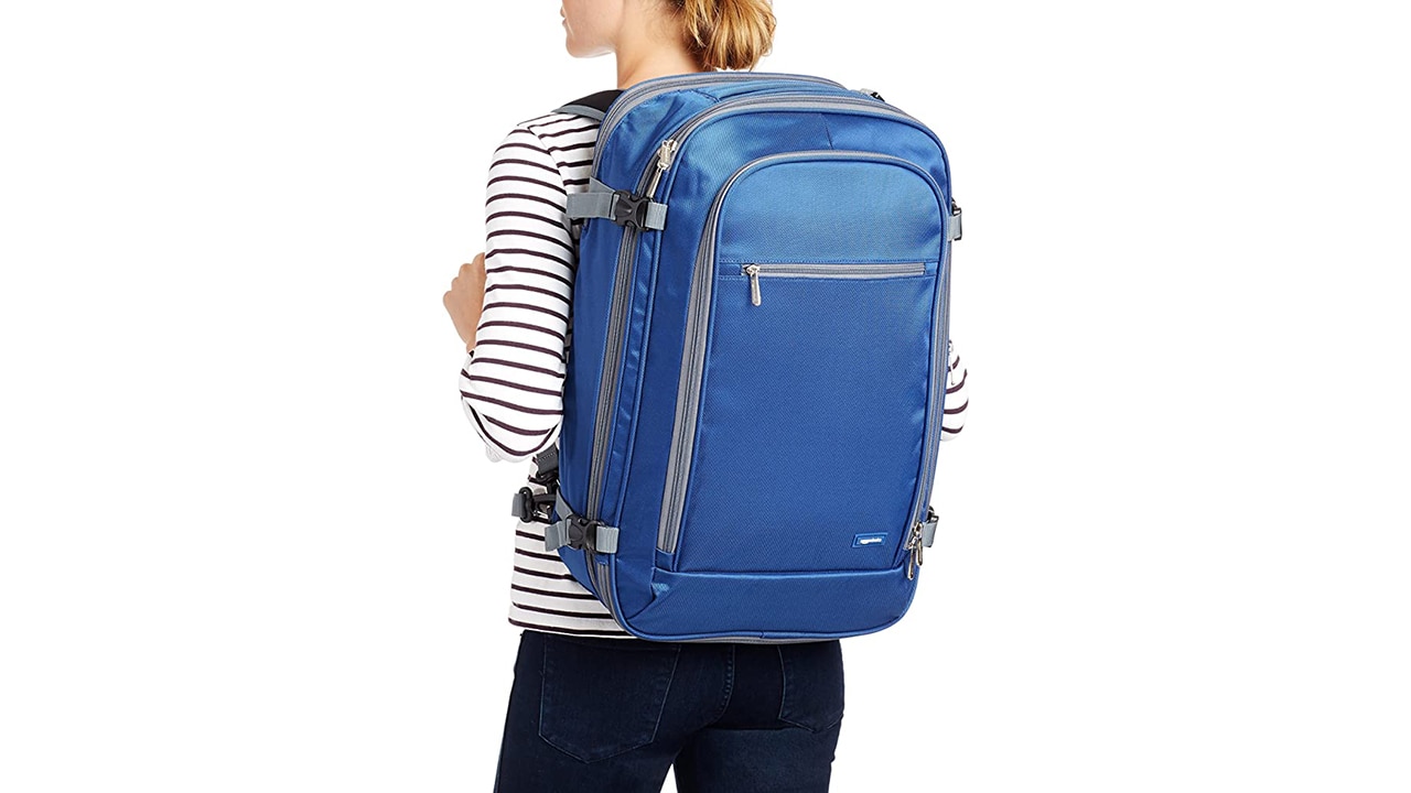 Amazon Basics Carry On Travel Backpack. Picture: Amazon