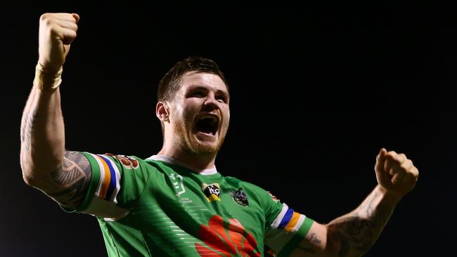 John Bateman celebrates Canberra’s victory against Penrith. Picture: Getty Images