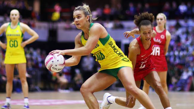Elizabeth Watson in action for the Diamonds against England. Picture: Getty Images