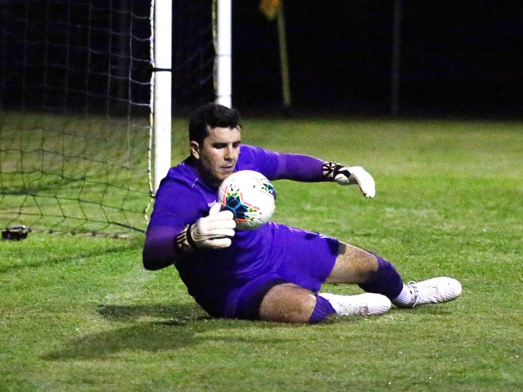 Tigers goal keeper Kevin Ward kept the Lions scoreless in the FNQ Premier League men's match between the Edge Hill Tigers and the Leichhardt Lions, held at Tiger Park, Maunda. Picture: Brendan Radke