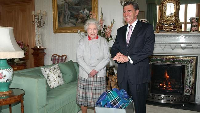 The Queen greets then Victorian premier John Brumby at Balmoral. 