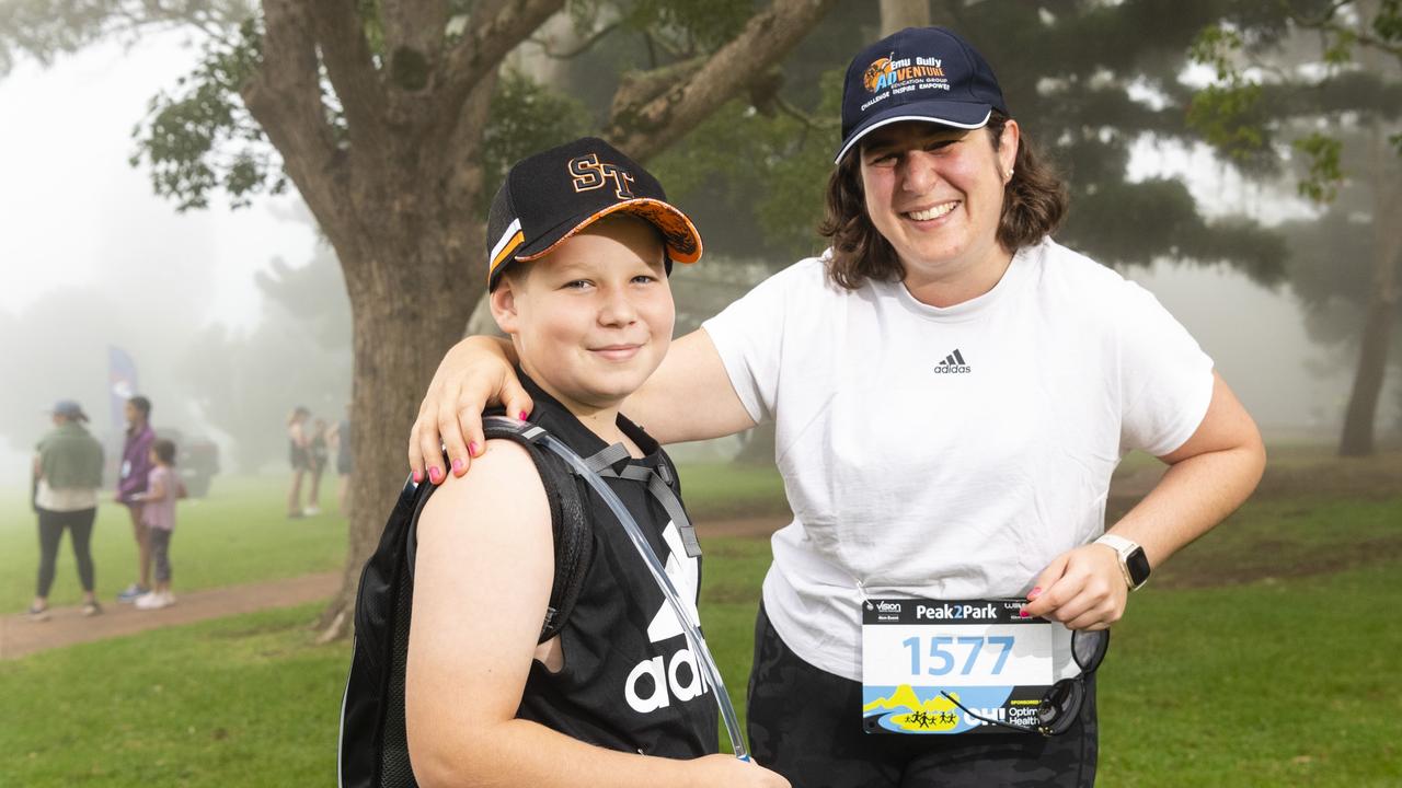 Braxtyn Devereux with mum Elisa Ginardi at Peak2Park 2022, Sunday, April 3, 2022. Picture: Kevin Farmer
