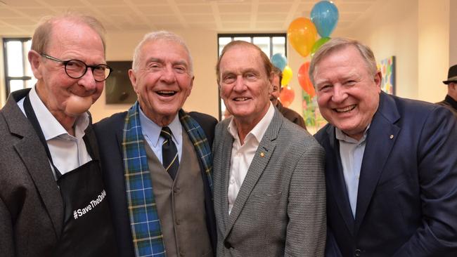 John Blackman, Phil Brady, Pete Smith and Peter Hitchener at Phil Brady's 80th birthday celebration at the Kew RSL in June 2019. Picture: Fiona Byrne