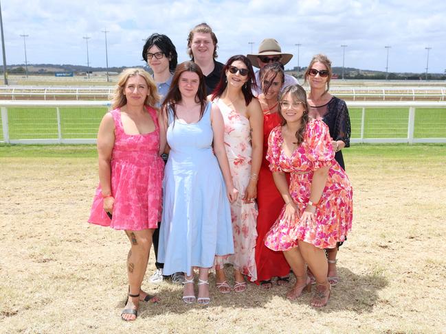 Emma, Alex, Daniel, Rebecca, Amanda, Darren and Tanya at the Pakenham Cup. Picture: Brendan Beckett