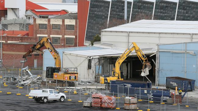 Demolition work begins at the old cold storage facility at Macquarie Point. Picture: SAM ROSEWARNE