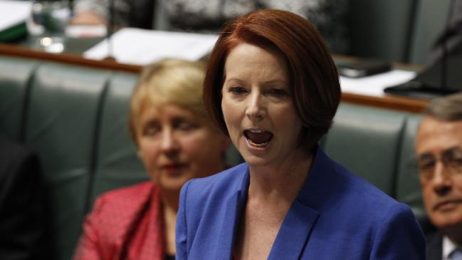 Then-PM Julia Gillard delivering her ‘Misogyny Speech’ in 2012. Picture: Kym Smith