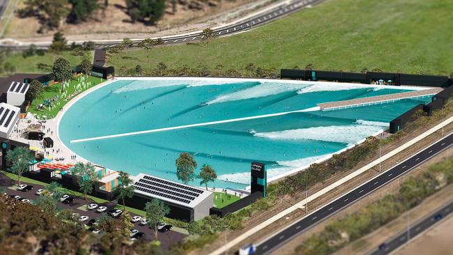 An artist’s impression of the completed surf park in Tullamarine. 