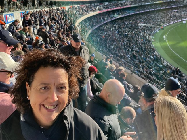 Dr Ryan also published a photo of herself on August 21 at the MCG where the crowd tipped over 88,000 people. Picture: Twitter/Mon4Kooyong