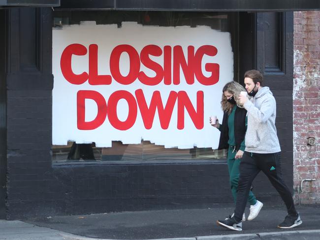 The usually bustling Brunswick St in Fitzroy saw many shops closed and up for let during stage four lockdown in Melbourne in August, 2020. Picture: David Crosling