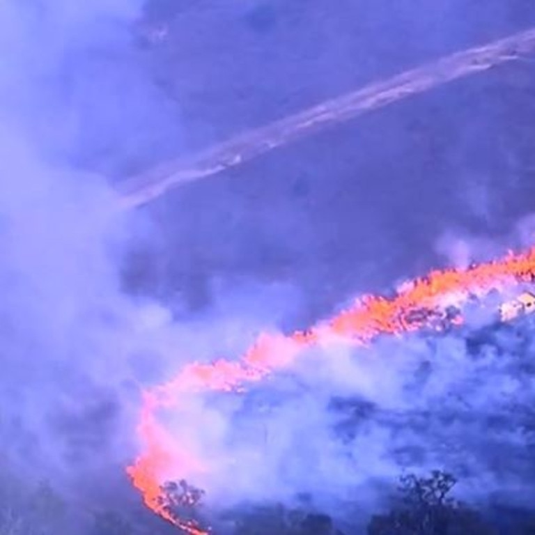 An aerial view of the bushfire sweeping Tara, October 2023. Picture: QFES