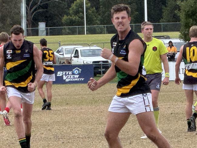 Clayton Gay celebrates a goal.