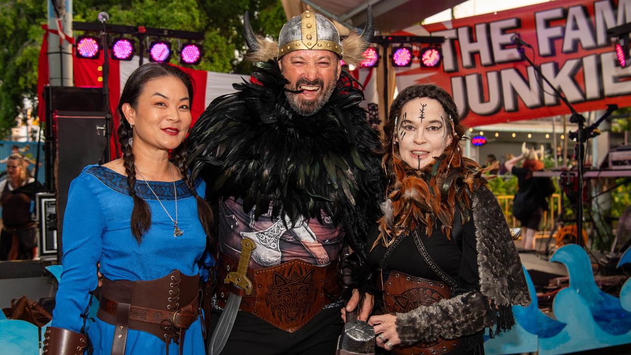 Susan Fong, Jamie Hendra and Sam Hendra at the 2024 Dinah Beach Viking Funeral. Picture: Pema Tamang Pakhrin